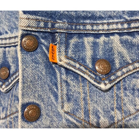Vintage 1980-84 Levis Orange Tab Cropped Denim Trucker Jacket Womens XS/S Fits L - Picture 7 of 9